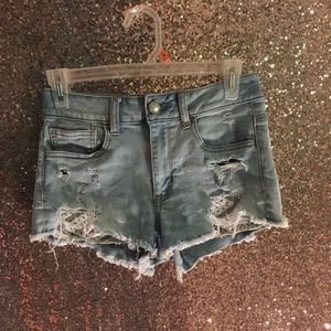 distressed jean shorts